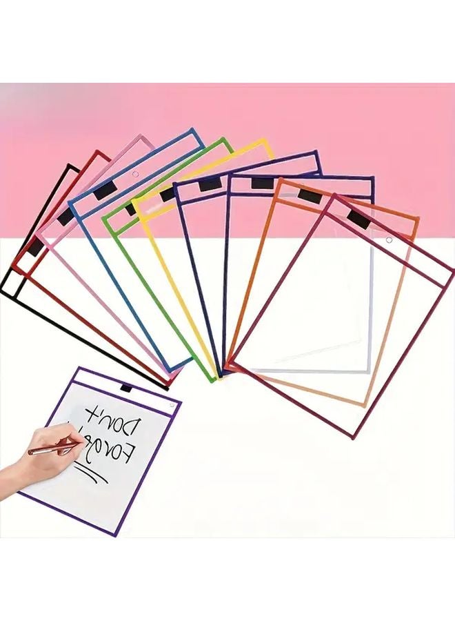 13pcs Reusable Dry Erase Pockets Set with 7 Pens for Teachers Classroom Supplies - Image 1